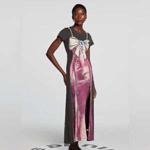 Innovare Denim Kylee Print Bow Pearl Maxi Dress